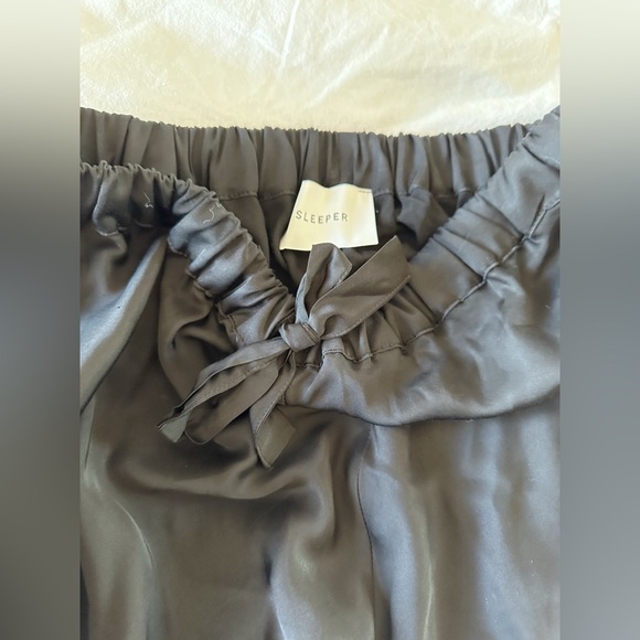 SLEEPER black pajama pants with feather trim - Picture 3 of 3